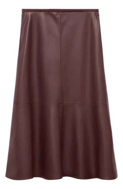 Mango Women's Leather-effect Midi Skirt In Burgundy