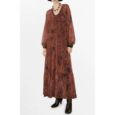 Mango Paisley-print Oversized Dress Russet In Brown