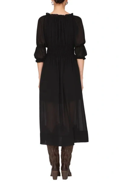 Avec Les Filles Ruffle Midi Dress In Black