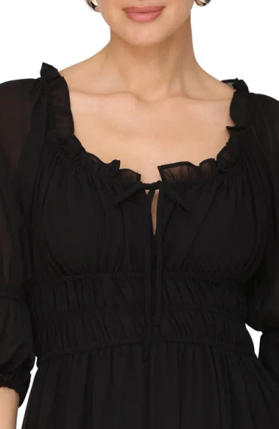 Avec Les Filles Ruffle Midi Dress In Black