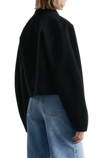 & Other Stories Double Face Wool Blend Crop Jacket In Black
