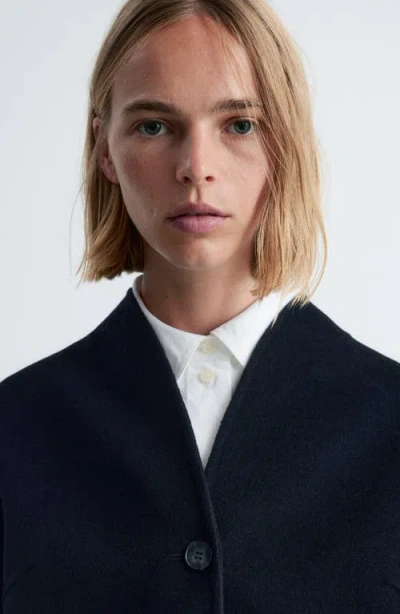 & Other Stories Double Face Wool Blend Crop Jacket In Black