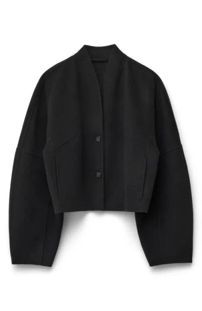 & Other Stories Double Face Wool Blend Crop Jacket In Black