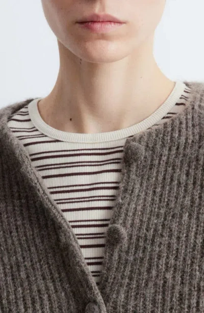 & Other Stories Fuzzy Rib Wool & Alpaca Blend Cardigan In Gray