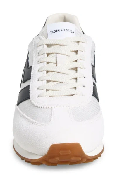 Tom Ford Low-profile White Sneakers With Black Leather Accents