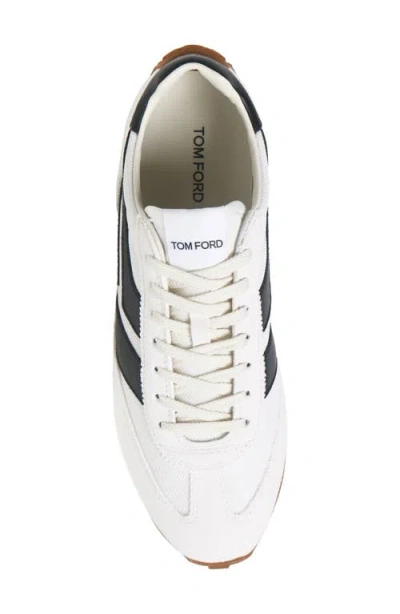 Tom Ford Low-profile White Sneakers With Black Leather Accents