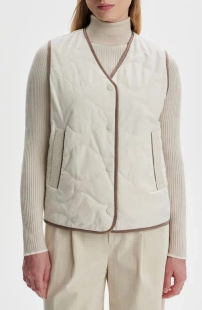 Varley Lori Reversible Quilted Flannel And Twill Vest In White