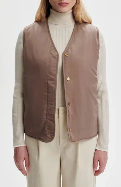 Varley Lori Reversible Quilted Flannel And Twill Vest In White