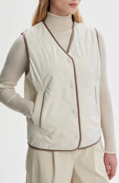 Varley Lori Reversible Quilted Flannel And Twill Vest In White