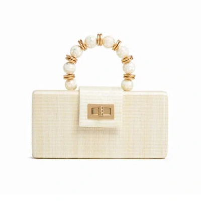 Soli & Sun The Serena Clutch With Shell Inlay Bead Handle In White