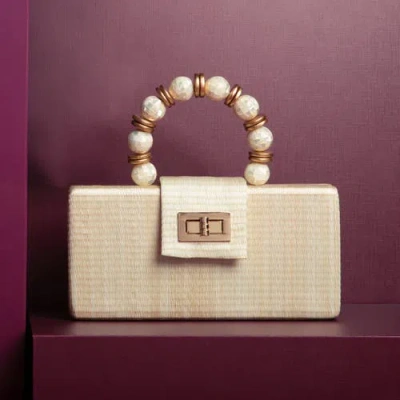 Soli & Sun The Serena Clutch With Shell Inlay Bead Handle In White