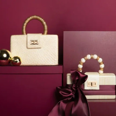 Soli & Sun The Serena Clutch With Shell Inlay Bead Handle In White