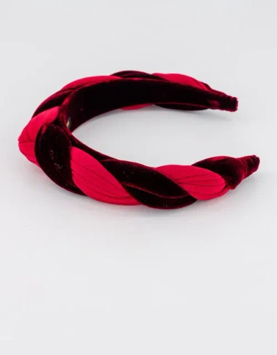Alexandre De Paris Olympe Velvet Braided Headband In Red