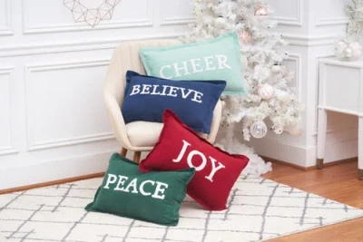 C & F Home C&f Home Christmas Jolly Solid Typographical Decorative Throw Pillows In Red