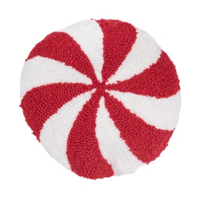 C & F Home C&f Home Christmas Round Hooked Pillows In Red