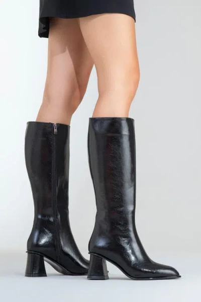 Prologue Shoes Paradis Block Heel Knee High Boot In Multi