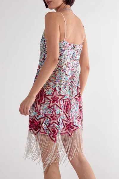 Nasty Gal Star Embellished Tassel Hem Mini Dress In Multi