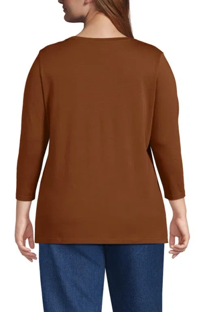 Lands' End 3/4 Sleeve Cotton Supima Tunic In Brown