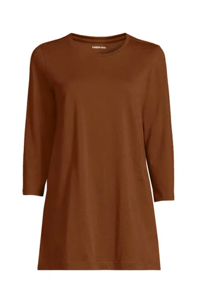 Lands' End 3/4 Sleeve Cotton Supima Tunic In Brown