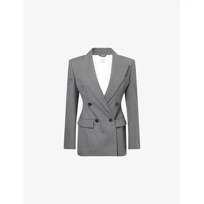Givenchy Womens Double-breasted Peak-lapel Wool Blazer Medium Grey In Gray
