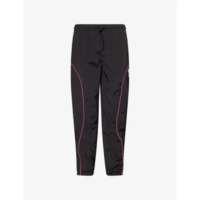 Trapstar Mens Foundation Embroidered-logo Shell Tracksuit Bottoms Black Pink Xs In Black