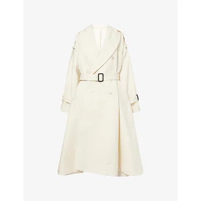 Givenchy Womens Double-breasted Belted Double Cotton-twill Trench Coat Ivory In White