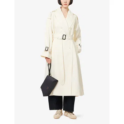 Givenchy Womens Double-breasted Belted Double Cotton-twill Trench Coat Ivory In White