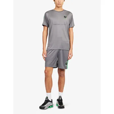 Trapstar Mens Training Logo-embroidered Jersey Shorts Grey Xs In Gray