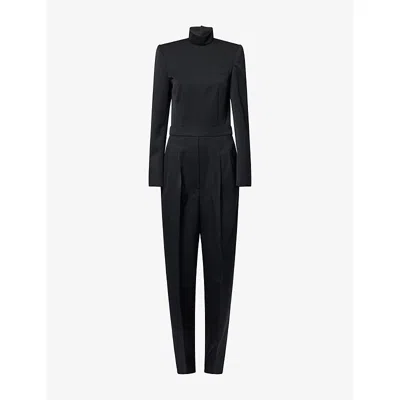 Givenchy Womens Structured Long-sleeve Wool Jumpsuit Black In Black
