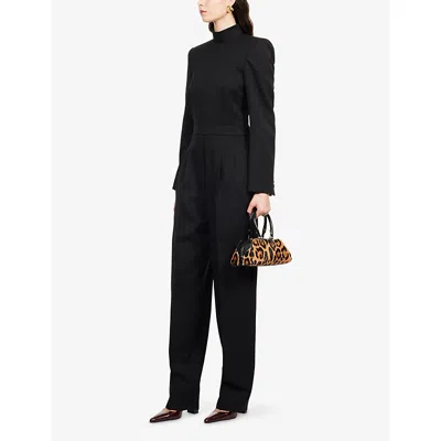 Givenchy Womens Structured Long-sleeve Wool Jumpsuit Black In Black