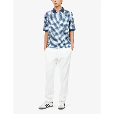 Manors Mens Eighteenth Ranger Patterned Jersey Polo Shirt Sky Grey In Blue