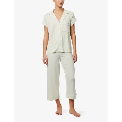Eberjey Womens Gisele Short-sleeve Cropped Modal-jersey Pyjama Set Mint Cream / Ivory In Neutral