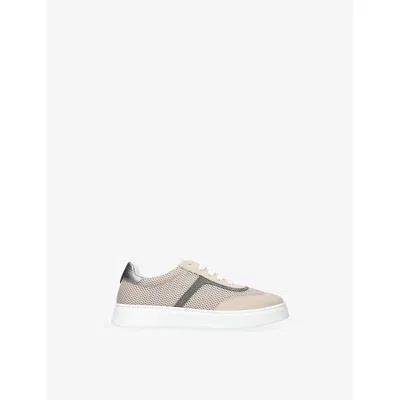 Brunello Cucinelli Kids' Branded Suede And Mesh Trainers Taupe Eur 34 / 2 Uk In Brown