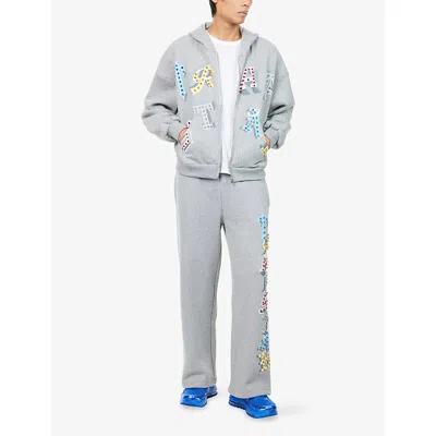 Trapstar Mens Wildcard 20 Embellished Cotton-jersey Hoody Grey Xl In Gray