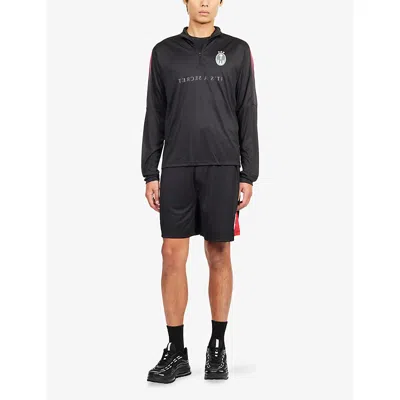 Trapstar Mens Training Logo-embroidered Jersey Shorts Black In Black