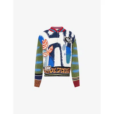 Marni Ens  X Slawn Knitted Wool Cardigan Ocean In Multi