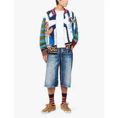 Marni Ens  X Slawn Knitted Wool Cardigan Ocean In Multi