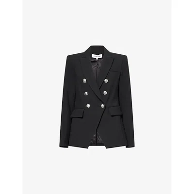 Veronica Beard Miller Dickey Double-breasted Grain De Poudre Blazer In Black