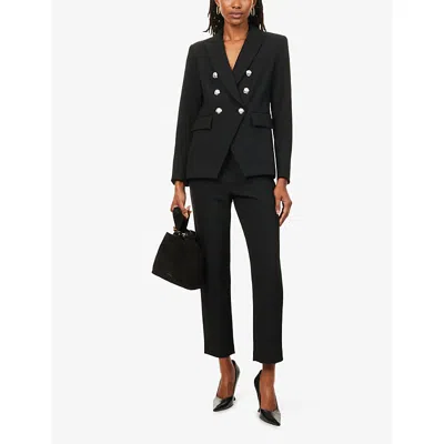 Veronica Beard Miller Dickey Double-breasted Grain De Poudre Blazer In Black