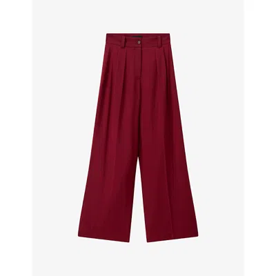 Joseph Womens Forest Wide-leg Mid-rise Wool Trousers Ruby In Red