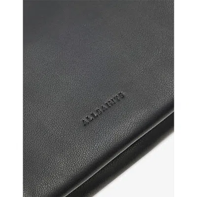 Allsaints Womens Harluna Logo-debossed Leather Wallet Black In Blue