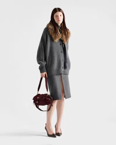 Prada Cashmere Cardigan In Gray