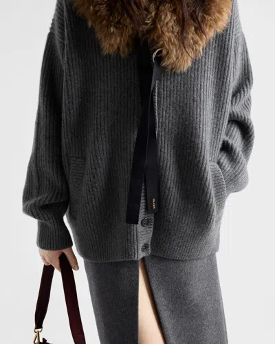 Prada Cashmere Cardigan In Gray