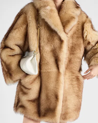 Prada Shearling Caban Jacket In Brown