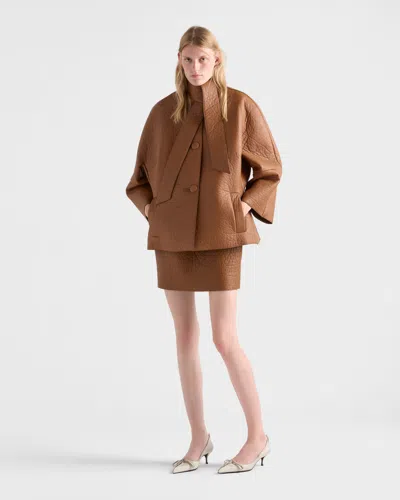 Prada Nappa Leather Mini Skirt In Brown