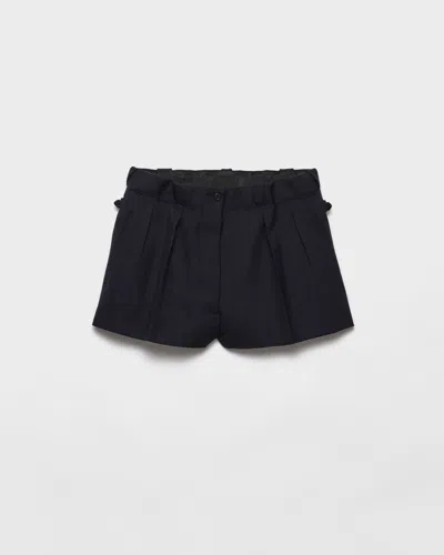 Prada Chevron Wool Shorts In Black