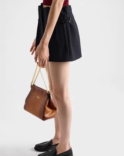 Prada Chevron Wool Shorts In Black