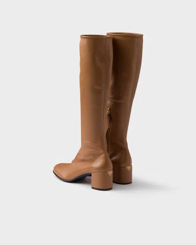 Prada Stretch Nappa Leather Boots In Brown