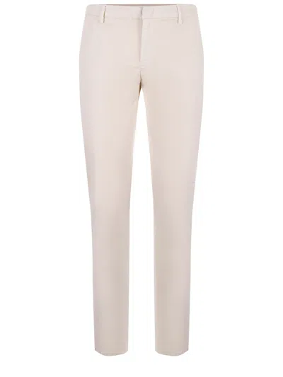 Dondup "spiritissimo" Stretch Gabardine Trousers In Neutral