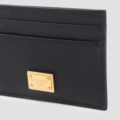 Dolce & Gabbana Black Dauphine Leather Card Holder In Black